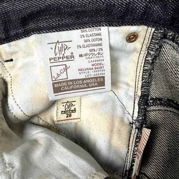 Chip & Pepper Denim Skirt Womens 28 Hi-low Y2K Style Grunge Made in USA Alt Goth - Picture 8 of 10